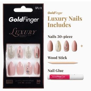 BNIB Kiss Gold Finger Luxury Nail Lavishly Handcrafted with 3D Jewels
